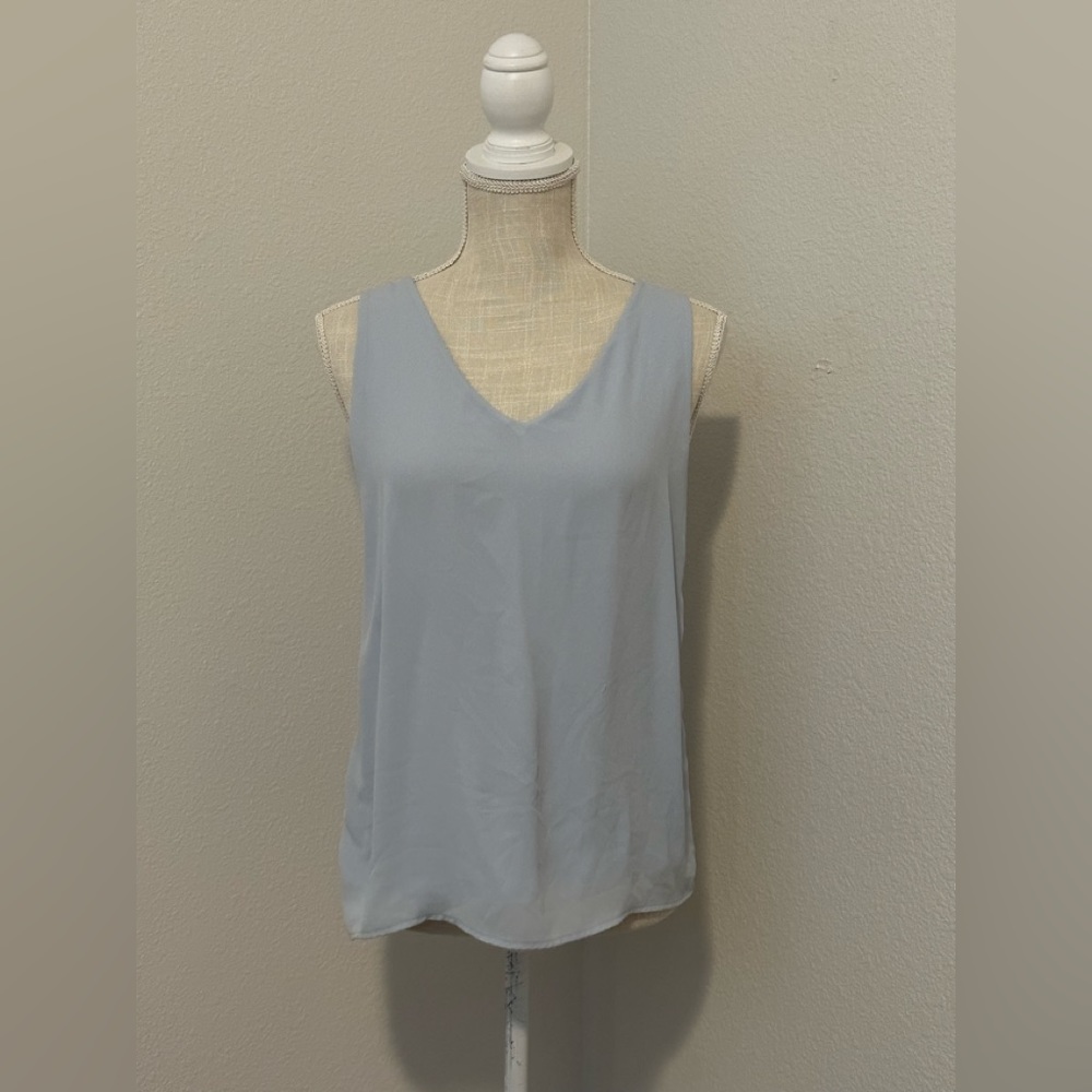 Ann Taylor Light Blue Mixed Media Blouse, Size Small